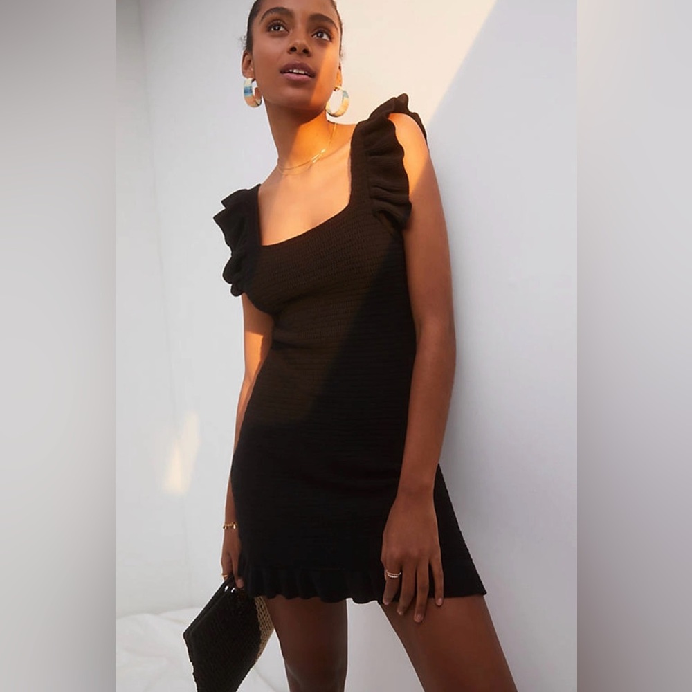Anthropologie Elegant Black One Shoulder Dress